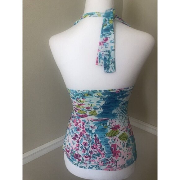 Lilly Pulitzer Size 2 Bliss Halter Tankini Tank Top Postcards From Positano - Picture 4 of 6
